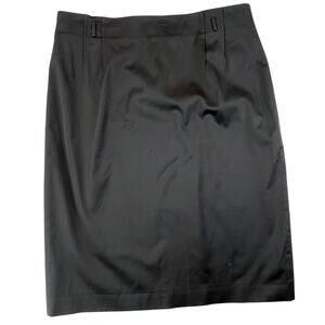 Martin & Osa Women's Black Rayon/Cotton Back Zipper Skirt Size 14 Semi Satin
